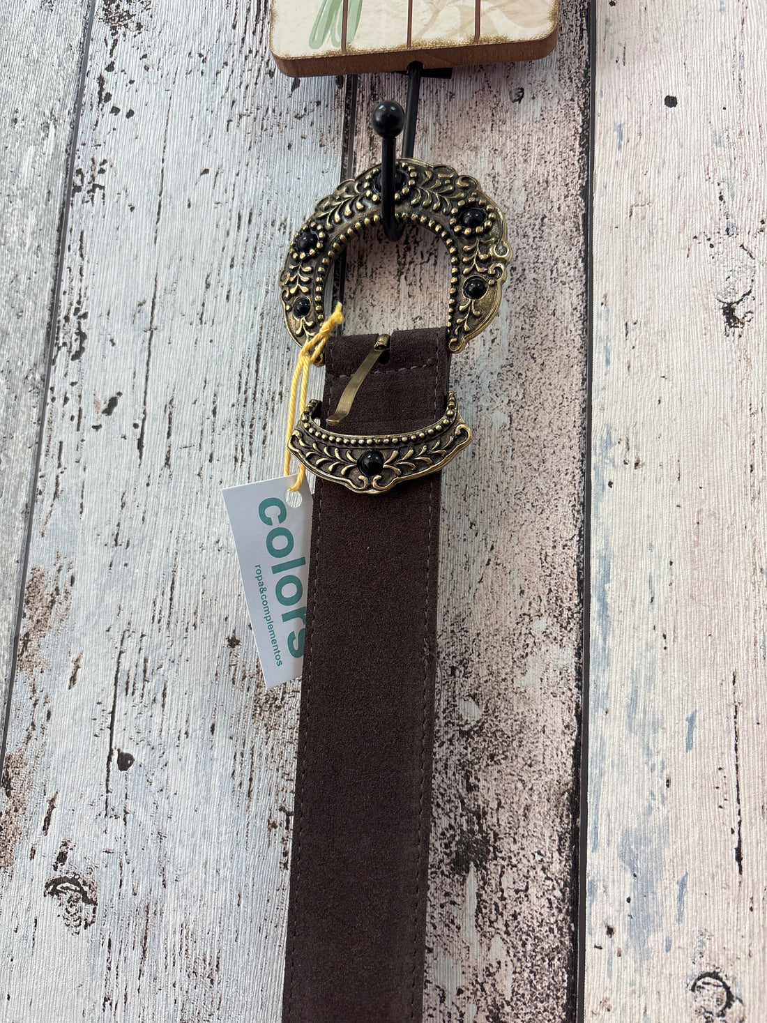 Cinturón Piel Hebilla Flor