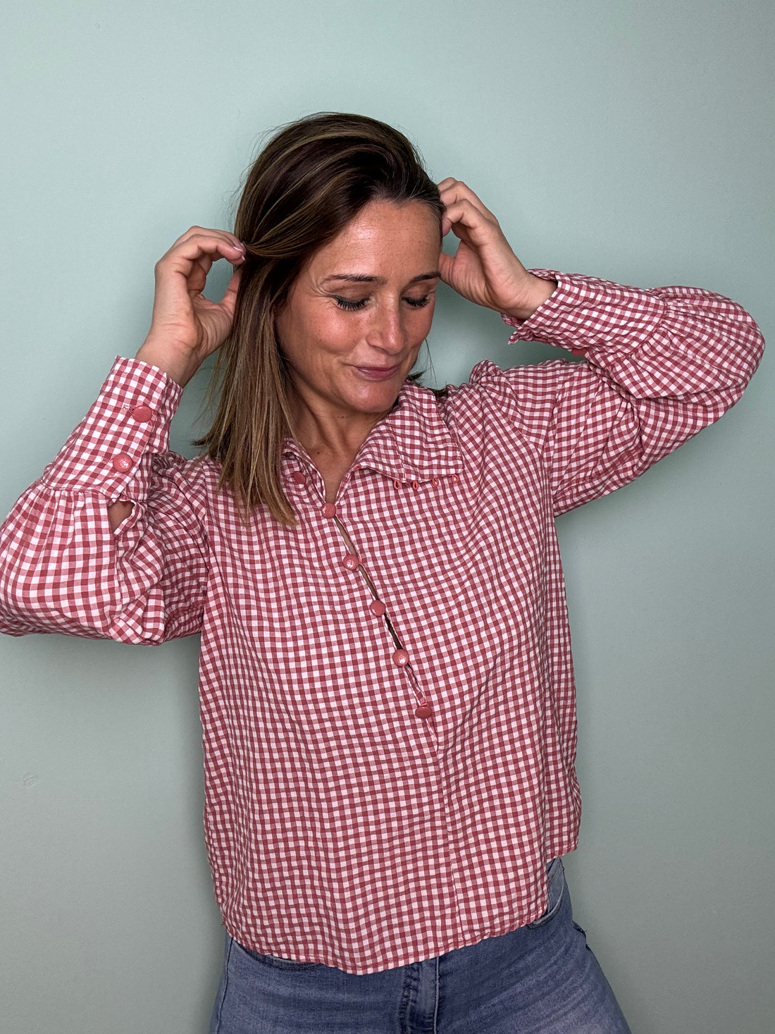 Blusa Vichy Botoncitos
